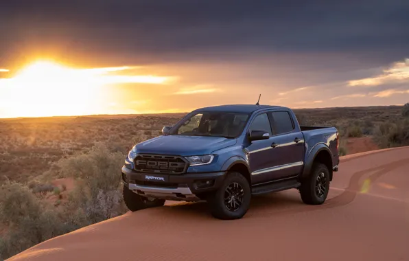 Sunset, Ford, Raptor, pickup, Ranger, 2019