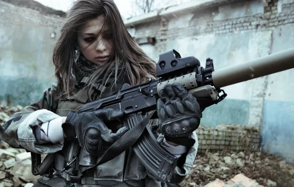 Picture eyes, weapons, girls, war, beautiful, Stalker, KLGR, KILLGORE