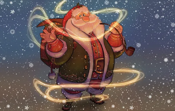 Winter, Figure, Snow, Christmas, Snowflakes, Background, New year, Santa