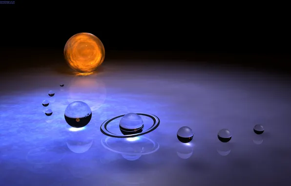 Balls, ring, Solar system