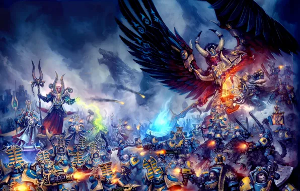 Picture demon, Space Wolves, chaos, space marines, Warhammer 40 000, Magnus the Red, primarch, Thousand Sons