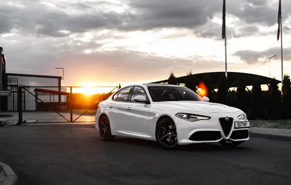 White, sunset, alfa romeo, Alfa Romeo, Julia, alfa romeo giulia