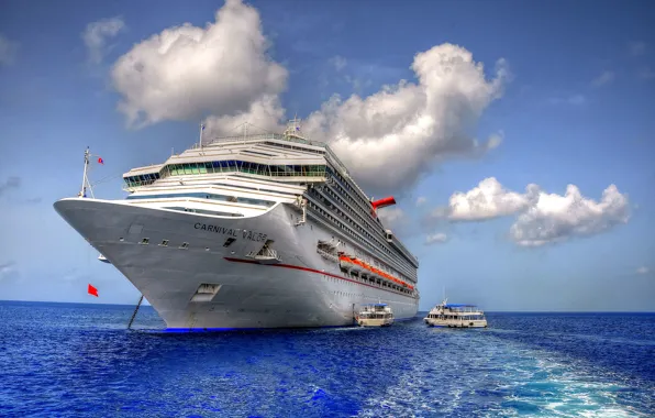 Picture sea, the sky, clouds, ship, liner, cruise