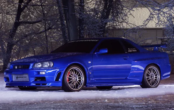 Picture Nissan, Skyline, snow, GT-R34, Turbonetics