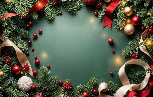 Decoration, background, balls, Christmas, New year, golden, new year, Christmas