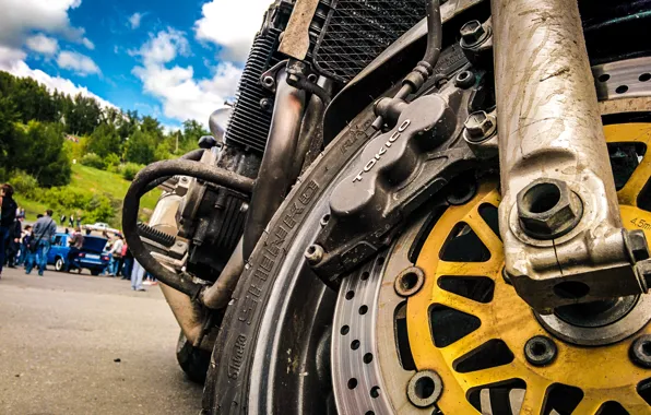 The sky, engine, Motorcycle, disk, Suzuki, exhaust, Moto, brake