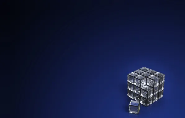 Computer graphics, dark blue background, dark blue background, computer graphics, transparent cube, transparent cube
