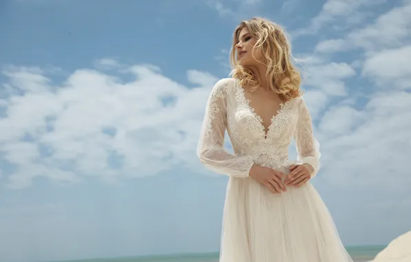 Dress, woman, young, beautiful, model, blonde, wedding, charming