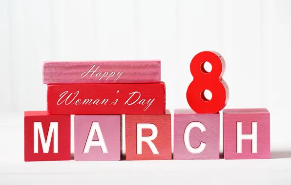 Gift, cubes, red, March 8, Women's Day