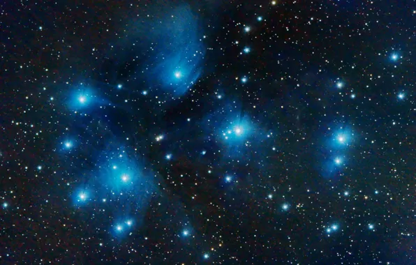 Space, stars, The Pleiades, star cluster, in the constellation of Taurus, M45