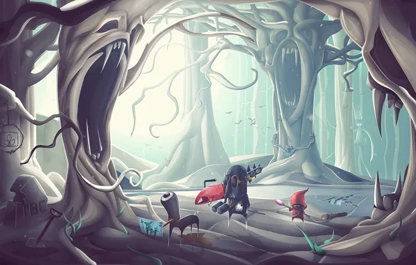 Forest, trees, art, desktopography, crank