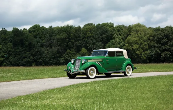 Green, grass, tree, 1935, classic car, auburn