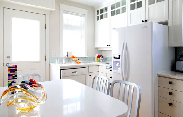 White, table, room, furniture, color, interior, refrigerator, kitchen