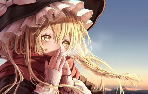The sky, girl, the game, anime, Touhou Project, Marisa Kirisame