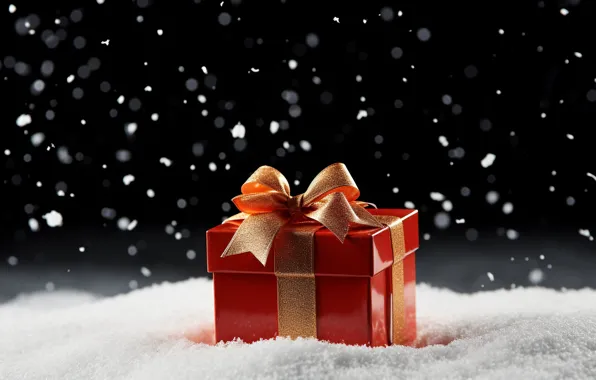 Gift, Christmas, New year, black background, bow, bow, gift box, AI art