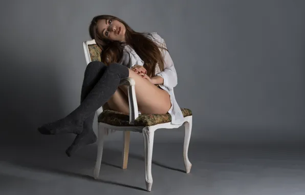 Look, background, model, hair, chair, socks, legs, Fabrizia