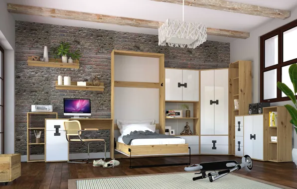 Design, style, interior, bedroom, children's, Desk, the room of the student