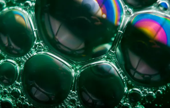 Bubbles, green, rainbow, bubbles, soap, Soap Bubble Rainbows