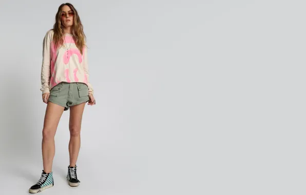 Girl, shorts, model, glasses, sneakers