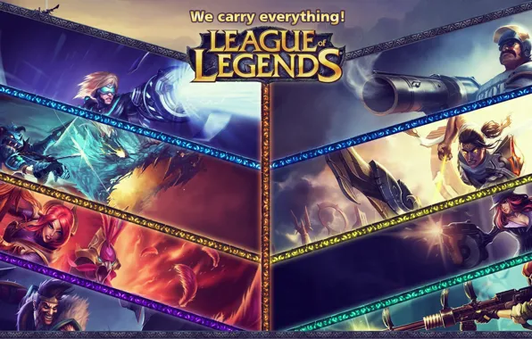 Picture the inscription, the game, game, characters, slogan, League of Legends, LOL, League Of Legends