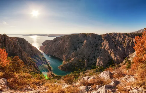 Sea, summer, nature, open, rocks, Bay, Croatia, panorama