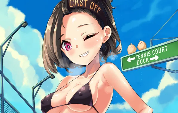 Cooper, girl, sexy, cleavage, erect nipples, brown hair, boobs, anime