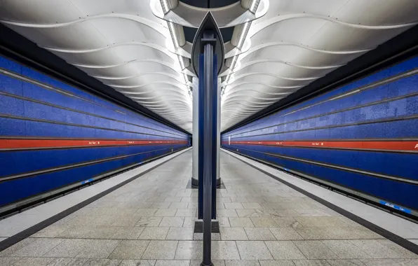 Metro, station, Germany, Munich, the platform, support