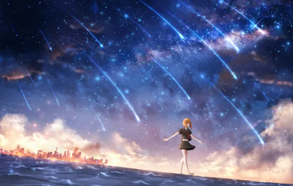 Picture water, girl, space, the city, schoolgirl, OR