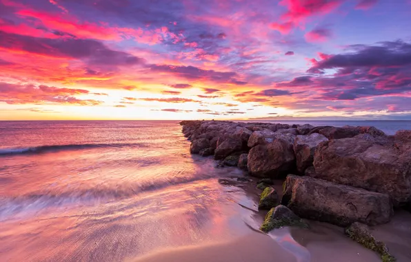 Sea, clouds, glow, Spain, Valencia
