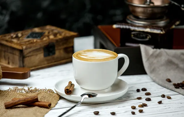 Coffee, Cup, Drink, spices, Cappuccino, Cinnamon, Aroma, Kamran Aydinov