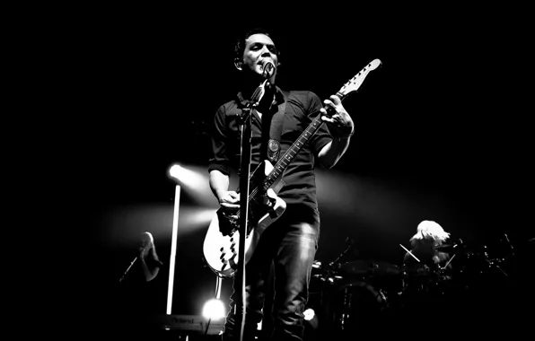 Picture darkness, guitar, silhouette, concert, placebo, brian molko, plasibo