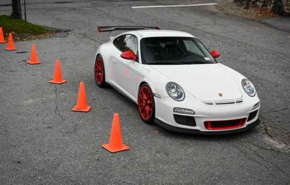 Picture Porsche, Red, GT3, White, Wheels