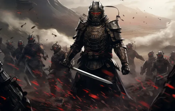 Picture Japan, Sword, Soldiers, Ninja, Warriors, Digital art, AI art, The Art of Artificial Intelligence