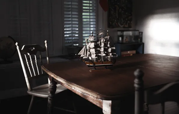 Light, table, room, mood, romance, chairs, sailboat, window