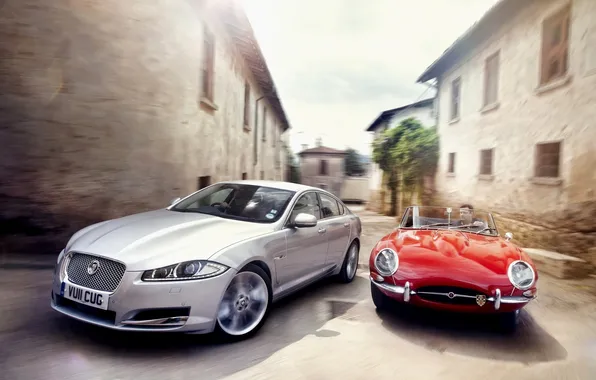 Picture the sky, Roadster, speed, Jaguar, E-Type, 2011, jaguar, old town