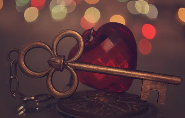 Picture heart, key, pendant