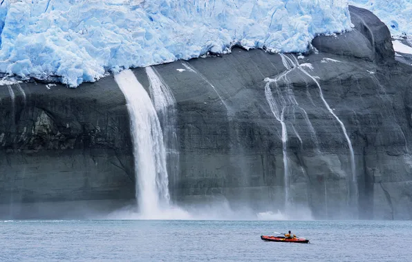 WATER, The OCEAN, PEOPLE, GLACIER, BOAT, ROCK, The VOLUME