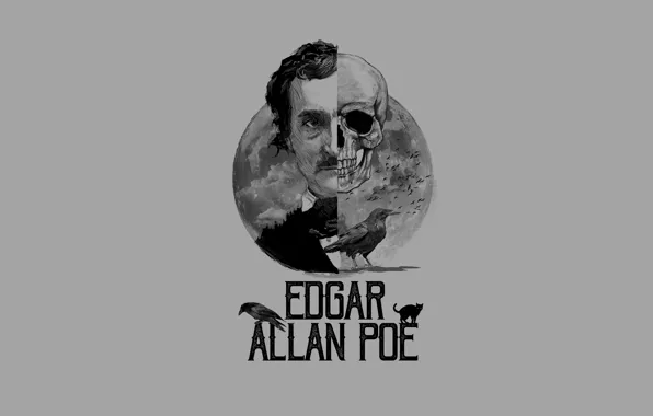 Face, the inscription, the moon, skull, mystic, crows, writer, the poet