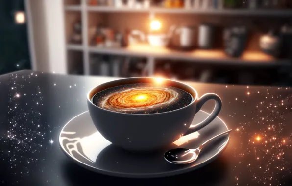 Dreams, coffee, galaxy, coffee cup, galaxy, coffee, dreams, fantastic art
