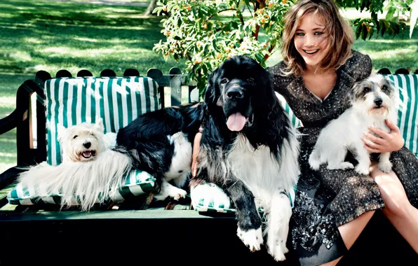Picture laughter, dogs, Jennifer Lawrence, Vogue
