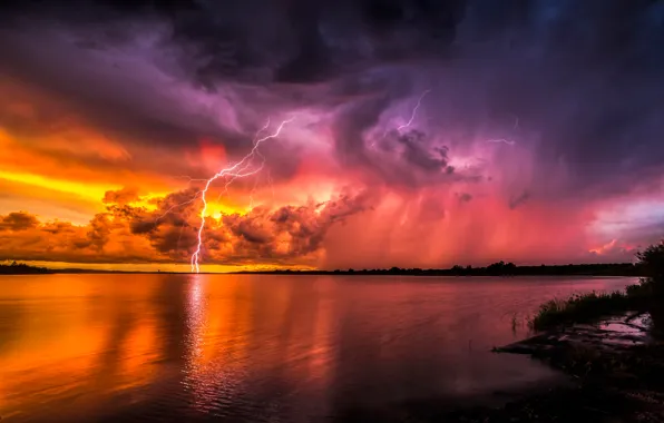 Picture sunset, zipper, Psychadelic Lightning