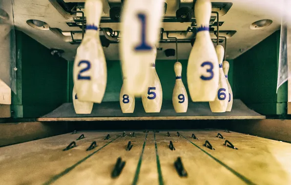 Retro, photo, mechanism, skittles, bowling