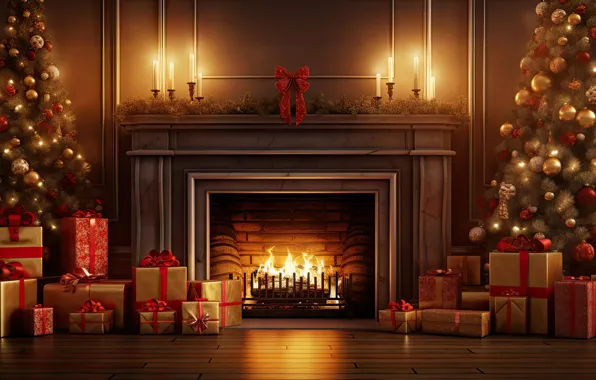 Comfort, house, heat, room, fire, flame, interior, Christmas
