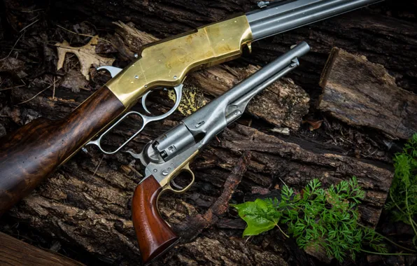 Retro, rifle, Revolver