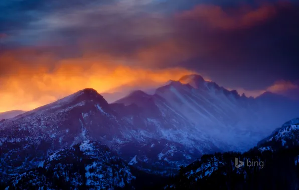 The sky, mountains, clouds, Colorado, USA, Rocky Mountain National Park