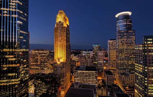 The sky, night, lights, building, home, skyscrapers, lighting, backlight