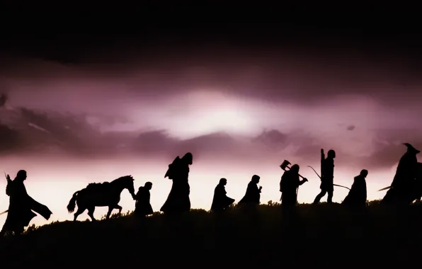 The Lord of the rings, silhouettes, the fellowship of the ring
