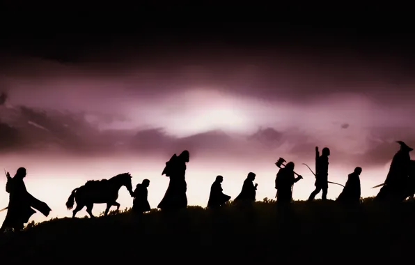 Silhouette, the Lord of the rings, the fellowship of the ring