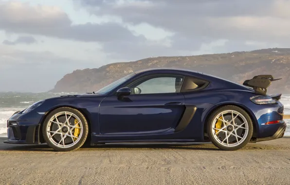 Picture sand, clouds, shore, Cayman, Porsche 718, 2022, GT4 RS