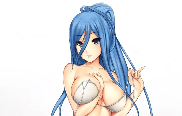 Girl, sexy, cleavage, long hair, boobs, anime, blue eyes, beautiful